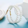 Boucles d'oreilles cerceau femmes tempérament blanc perle cercle boucle d'oreille fille fête d'anniversaire grand rond mode métal bijoux oreille anneaux 2022