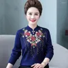 Vêtements ethniques 2022 chinois traditionnel Cheongsam hauts fleur nationale broderie lâche à manches longues pull femmes élastique décontracté femme