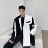 Abiti da uomo Nero Bianco Splice Blazer Uomo Harajuku Streetwear Moda Casual Giacca da uomo Coreana Abito Cappotto Giacca Sportiva Capispalla