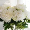 Fiori decorativi 5 teste grandi Peonia Seta artificiale Home Room Decor Wedding Brige Holding Bouquet di fiori Stile Euor Piante finte Regalo per feste