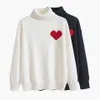 Tasarımcı Sweater Aşk Kalp Bir Erkek Kadın Sevenler Hırka Örgü Yüksek Yakalı Kadınlar Moda Mektup Beyaz Siyah Uzun Kollu Kıyafetler Külot