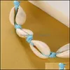 Anklets Fashion Blue Rope Shell Anklets For Women Vintage Beads Turtle Charm Anklet Bohemian Bracelets On Leg Chain Summer Beach Jew Dhqxp