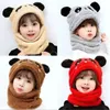 Cappello invernale per bambini Plus Fleece Cartoon Bear Berretti di protezione per le orecchie per bambini Ragazza Ragazzi Sciarpa Addensare Neonato Fotografia Roba per bambini DE816