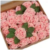 Decorative Flowers 50Pc Artificial Rose Roses Real Touch Foam Fake Bulk With Stem For Wedding Bouquets DIY Decoration