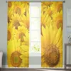 Vorhang, Sonnenblumenblüten, gelbe Blume, moderne Tüll-Vorhänge für Wohnzimmer, Schlafzimmer, Küche, Voile-Dekoration