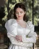 Tasarımcı zarif gelinlik puf uzun kollu tam uzunlukta prenses elbise mat saten yumuşak bel bantlı artı beden gelin elbisesi özel yapılmış vestidos de novia