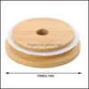 Drinkware Lid Ups Bamboo Cap Lids 70Mm 88Mm Reusable Wooden Mason Jar Lid With St Hole And Sile Seal Delivery Drop 2022 Home Garden Dhyrm