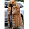 Plus Size Faux Fur Grube Długie Płaszcze Kobiety Moda Ciepłe Maxi Piętro Długość Ponadgabarytowych Kurtki Z Kapturem Kobiet Zimowe Ubrania 201110