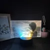 ナイトライトマンガ攻撃タイタンアニメのフィギュアEren Jaeger Yeager 3D LED Picture Two Tone LampRGB USBバッテリーナイトライトベッドルームデスク