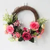 Decorative Flowers Wall Garlands Ornament Artificial Flower Wreath Home Party Decor Dry Rattan 40CM Silk Cloth 1PC Simulation Door