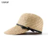 Uspop 2019 New Women Visor Sun Hats Female Wide Brim Straw Hat Summer Casual Shade Beach Cap Casual Leather Bow Sun Hats Y190520041135604