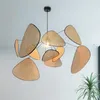 Pendant Lamps Nordic Designer Leaf Grid Rural Head Made Rattan Led Lamp Retro Restaurant Bedroom Kitchen Decor Hanging Light Fixtures