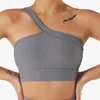 Yoga outfit HGC Sports Bh Top Push Up One Shoulder Sexy Gym Running Underwear High Support Snabbt torr träningstank med andning av fitness