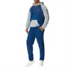 Männer Trainingsanzüge Herbst Winter Fitness Sport Hosen Set Kontrast Farbe Patchwork Kordelzug Kapuze Große Tasche Pullover Hohe Stretch G221011