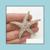 Pins Brooches Exquisite Starfish Brooch Rhinestone Set White K Golden 380 T2 Drop Delivery 2022 Jewelry Dhnwl
