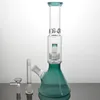 Cachimbo de água de vidro êmbolo béquer bong lake filtro verde garrafa dab rig para fumar com 14mm tigela joint e downstem plataformas de petróleo