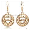 Dangle Lustre Creux Amour Coeur Dangle Boucles D'oreilles Maman Lettre Goutte Or Crochet D'oreille Pour Les Femmes Maman Fête Des Mères Cadeau De Mode Bijoux Dhkxs