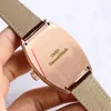 Nya fulla herrar Diamond Watches Japan Importera mekanisk automatisk r￶relse 45mm Titta m￤n ￤kta l￤derband rosguld tonneau fall armbandsur montre de luxe