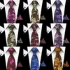 Bow Ties Classic 7cm Silk Floral Tie Set Green Red Neck Pocket Square Manschettknappar f￶r Mens Business Wedding Party Parts