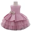 Dzieci Księżniczka Dress Girls Fashion Party Solid Baby Cake Wedding Cearówki Bowknot Dress 78 Z2