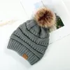 2022 Kerstmis CC volwassen winter warme hoed vrouwen zachte stretch kabel gebreide pom beanie girl ski￫n kerst b16