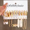 Boucles d'oreilles créoles à la mode géométrique papillon perle ensemble pour femmes Vintage rond serpent coeur balancent Brincos bijoux cadeau