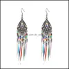 Dangle Chandelier Feather Tassel Earrings Circar Hollowing Out Eardrop Charm Alloy Fashion Women Ear Pendants Bohemia Exquisite Je Dhywf