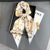 Bufandas 2022 Cinta larga Seda Mujer 15 150 cm Pañuelo Corbatas Bufanda delgada Bolso con asa para mujer Bufandas Estampado de hojas
