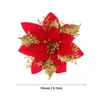 Fiori decorativi Natale Natale Poinsettia Fiore Ornamenti glitter Ghirlanda Albero Ornamento artificiale Vacanza Agrifoglio lucido