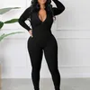 مصممة نسائية حليدة متماسكة الأضلاع bodysuit اللياقة البدنية للملابس الرياضية السحاب طويلة الأكمام السحاب