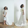 Modest High Low Wedding Dress Off The Shoulder Ruffles Beach Boho A Line Bridal Gown Custom Made Robe de mariee