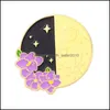 Pinos broches ouro banhado com lapela broooch desenho animado fofo de solar flor solar lua de lua de crachá de saco criativo decorações de chapéu de luxo broo dhjpp