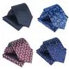 Boogbladen 8,5 cm formele heren tie pocket square polka dot paisley jacquard stropdas voor mannelijke zakelijke polyerster zakdoek set gravat