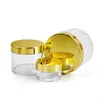 Plastic Jars Round Thick Wall Clear Leak Proof Cosmetic Container Jar with Gold Lids for Lotions Ointments Travel Make Up Storage 20ML 30ML 60ML 120ML 300ML