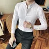 Мужские платья рубашки высочайшего качества бутик бизнес -джентльменская рубашка мужская одежда сплошная простая слабая подсадка с длинным рукавом Формальная блузка Homme
