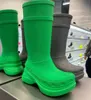 Mężczyźni Kobiety deszczowe Projektanci gumowe buty grube dolne nie-poślizgowe Botki gumowe platforma bootie moda rycerz buty galaretki