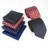 Boogbladen 8,5 cm formele heren tie pocket square polka dot paisley jacquard stropdas voor mannelijke zakelijke polyerster zakdoek set gravat