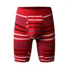 MUITAS PONTAS Fashion Stripe Sporting boxer shorts masculinos impressão de pernas longas BURSH BIG U CONVEX Bolsa respirável masculina