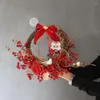 Dekorativa blommor dörr hängande dekor blomma kransdörrar och fönster dekoration hemvägg diy jul utomhus pinecones bär dekorera