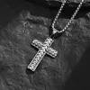 Pendant Necklaces European Men's Stainless Steel Casting Woven Pattern Residual Religious Vintage Jewelry Cross Necklace