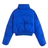 Damen Daunenparkas Winter Warm Dicke Mäntel Frauen Kurze Parkas Mode Baumwolle Gepolsterte Dame Blaue Jacke Elegante Reißverschlusskleidung 2022 T221011