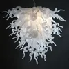 100% Handmade Blown Glass Pendant Lamps Villa Decoration Modern Art Design White Chandelier Light Chihuly Lamps with LED Bulbs Luxury Hanging Fixtures LR1076