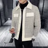 Herrjackor L￤tt lyxig v￤vd panel Men 2022 Casual Slim Jacka Lapel Business Social Coat Streetwear Party Bankett Male Clothing