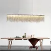 Chandeliers High Quality LED Nordic Tassel Suspend Luxury Pendant Restaurant K9 Crystal Chandelier Lighting El Hanging Lamp