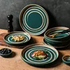 Dinnerware Sets Korean Style Ceramic Tableware Household Creative Dishes And Plates Set Combination Retro Western Plate