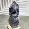Decoratieve beeldjes natuurlijke paarse sphaleriet toren geode druzy kwarts kristal mineraal monster kolom wicca reiki genezende toverstok ornament