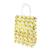 Gift Wrap Gold/Silver Star Wave Polka Dot Paper Bag med handtag Återvinningsbar butik Loot Wedding Party Favor Candy Food Packaging 5pc