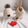 Шляпы детская шляпа осень и зимние детские шарф набор для мальчиков девочки симпатичный вязаный модельер шерсти для детей