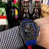 Lyxklockor för Mens Mechanical Watch RM11-04 Hela automatisk mekanisk rörelse Sapphire Mirror Rubber Strap Swiss Brand Designer Sport Wristwatch