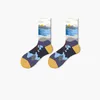 Erkek Çoraplar Erkekler Trendi Avrupa ve Amerikan Sokağı Yaratıcı Özet Retro Stil Çift Pamuk Çorap T221011